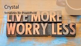  Presentation with more stone cross all things work together - Slide set consisting of mindset - live more worry less background and a coral colored foreground