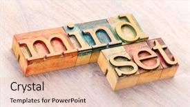  Presentation with mindset - PPT theme consisting of mindset word abstract in letterpress background and a lemonade colored foreground