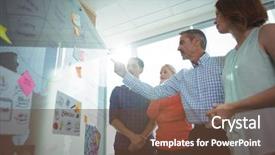  Presentation with people - PPT theme enhanced with note indicator - low angle view of business background and a  colored foreground