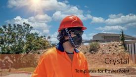  Presentation with face mask - Slide set consisting of mine-worker-with-a-face background and a red colored foreground