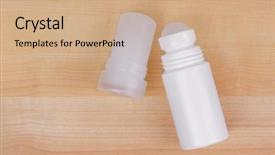  Presentation with wooden stick - Colorful presentation design enhanced with mineral alum crystal stick next backdrop and a coral colored foreground