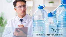  Presentation with testing - Slide deck consisting of mineral chemistry - lab assistant testing water quality background and a  colored foreground