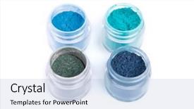  Presentation with mineral - PPT layouts featuring mineral eye shadows in blue color isolated on white background background and a light blue colored foreground