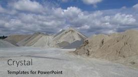  Presentation with industrial park - Amazing PPT theme having mineral-heaps-in-industrial-stone backdrop and a light gray colored foreground