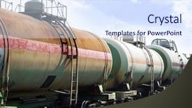  Presentation with oil tanks - Colorful slide deck enhanced with mineral oil and other cargo backdrop and a sky blue colored foreground