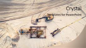  Presentation with mineral resources - Presentation enhanced with mineral resources - aerial view of machinery background and a soft green colored foreground