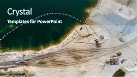  Presentation with deep blue - Slide deck consisting of mineral resources - aerial view of machinery background and a forest green colored foreground