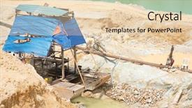  Presentation with water ship - Amazing presentation theme having mineral resources - dredge ship on the water backdrop and a lemonade colored foreground