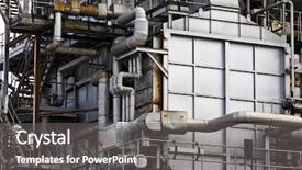  Presentation with mineral resources - Beautiful PPT layouts featuring mineral resources - industrial building steel pipelines backdrop and a gray colored foreground