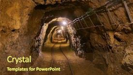  Presentation with mining - Amazing PPT theme having mineral resources - mining tunnel with lights backdrop and a tawny brown colored foreground