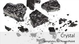  Presentation with mineral - Slide deck having pretty woman with elegant clothes hair-style and pearl necklace with funny expression near decorated christmas tree and gift box in the hand background and a coral colored foreground