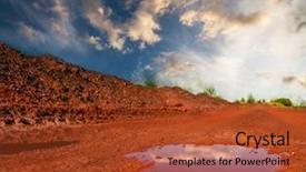  Presentation with soil red - Slide set with mineral resources - reflection of the clouds background and a red colored foreground