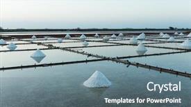  Presentation with salt - Theme featuring mineral resources - salt farm salt pile background and a ocean colored foreground