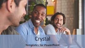  Presentation with friends show - Presentation design featuring minerales - three male friends meeting background and a light blue colored foreground