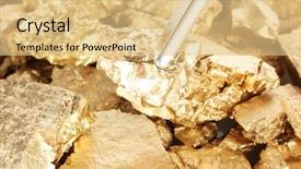  Presentation with golden - PPT layouts with tweezers holding golden nugget close background and a lemonade colored foreground