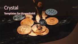  Presentation with underground mining mine passage - PPT theme with miners are mining bitcoin digital background and a wine colored foreground