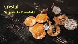  Presentation with mining - Slide set featuring miners are mining ethereum coin background and a wine colored foreground