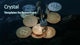  Presentation with mining - Colorful slide deck enhanced with miners are mining virtual digital backdrop and a navy blue colored foreground