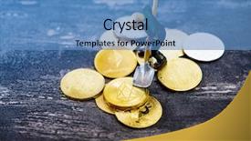  Presentation with virtual banking - Presentation design featuring miners are mining virtual digital background and a teal colored foreground