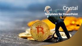  Presentation with mining - Presentation theme consisting of miners are mining virtual digital background and a teal colored foreground