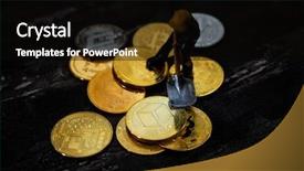  Presentation with mining - Beautiful slide set featuring miners are mining virtual digital backdrop and a black colored foreground