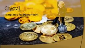  Presentation with virtual banking - Presentation design with miners are mining virtual digital background and a gold colored foreground