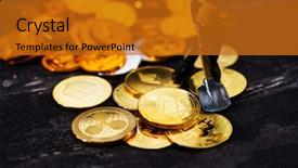  Presentation with mining - Colorful presentation theme enhanced with miners are mining virtual digital backdrop and a gold colored foreground