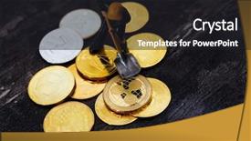  Presentation with virtual banking - Audience pleasing slide deck consisting of miners are mining virtual digital backdrop and a dark gray colored foreground