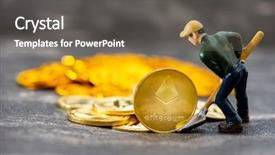  Presentation with digital banking - Slide deck having miners are mining virtual digital background and a gray colored foreground