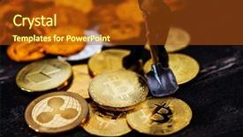  Presentation with mining - Presentation design consisting of miners are mining virtual digital background and a tawny brown colored foreground