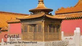  Presentation with forbidden city - Colorful PPT layouts enhanced with ming dynasty to the end backdrop and a coral colored foreground