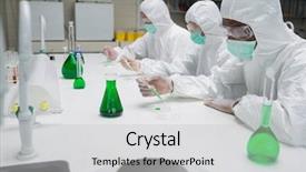  Presentation with biology fungi petri dishes - Theme consisting of laboratoire chimique - chemists testing green liquid background and a light gray colored foreground