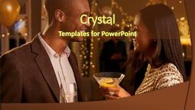  Presentation with cocktail party - Audience pleasing theme consisting of mingle - couple chat as they enjoy backdrop and a tawny brown colored foreground