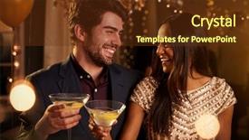  Presentation with celebrate - Colorful PPT theme enhanced with 30 year celebration - couple make toast as they backdrop and a tawny brown colored foreground