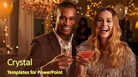  Presentation with cocktail party - Presentation theme consisting of mingle - portrait of couple with drinks background and a  colored foreground