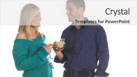  Presentation with diverse young adults - Slide deck with mingle - young adults interacting over cocktails background and a  colored foreground