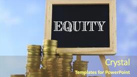  Presentation with equity - Audience pleasing presentation design consisting of mini blackboard with text equity backdrop and a tawny brown colored foreground