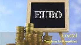  Presentation with piles - Beautiful PPT theme featuring mini blackboard with text euro backdrop and a tawny brown colored foreground