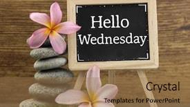  Presentation with blackboard english text welcome - Audience pleasing presentation consisting of mini blackboard with text wednesday backdrop and a coral colored foreground