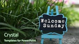  Presentation with blackboard english text welcome - Slide set consisting of mini blackboard written welcome sunday background and a tawny brown colored foreground
