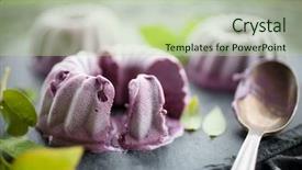  Presentation with ice cream - PPT layouts featuring green blue purple berries - mini blueberry ice cream cakes background and a mint green colored foreground