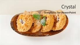  Presentation with cookies templet - Cool new PPT theme with mini bowls - almond crumb cookies in olive backdrop and a  colored foreground
