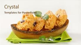  Presentation with cookies and biscuits - Colorful PPT theme enhanced with mini bowls - almond crumb cookies in olive backdrop and a  colored foreground