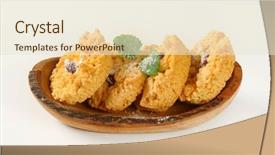  Presentation with cookies and candy - Audience pleasing PPT layouts consisting of mini bowls - almond crumb cookies in olive backdrop and a  colored foreground