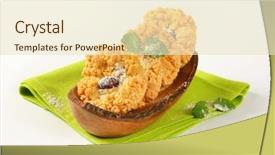  Presentation with wood and glitter - Beautiful PPT layouts featuring mini bowls - almond crumb cookies in olive backdrop and a  colored foreground