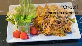  Presentation with noodle - Presentation design having mini bowls - fried noodle water mimosa shrimp background and a yellow colored foreground