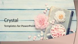  Presentation with cup coffee - PPT theme featuring mini bowls - marshmallow in coffee cup background and a sky blue colored foreground