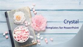  Presentation with cup coffee - Slide set having mini bowls - marshmallow in coffee cup background and a sky blue colored foreground