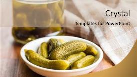  Presentation with preserved - Colorful theme enhanced with mini bowls - pickles preserved cucumbers in bowl backdrop and a coral colored foreground
