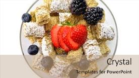  Presentation with cereal - Slides enhanced with mini bowls - shredded wheat cereal with fruits background and a coral colored foreground